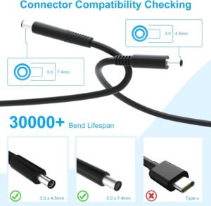 ⁦Laptop Charger Compatible With DELL 65W (7.4mm* 5.0mm + 4.5mm*3.0mm)⁩ - الصورة ⁦6⁩
